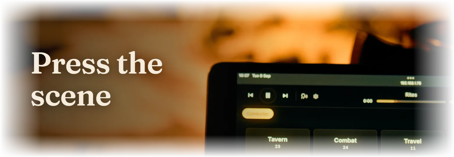 Press the scene. A phone running Bardio at a candlelit table