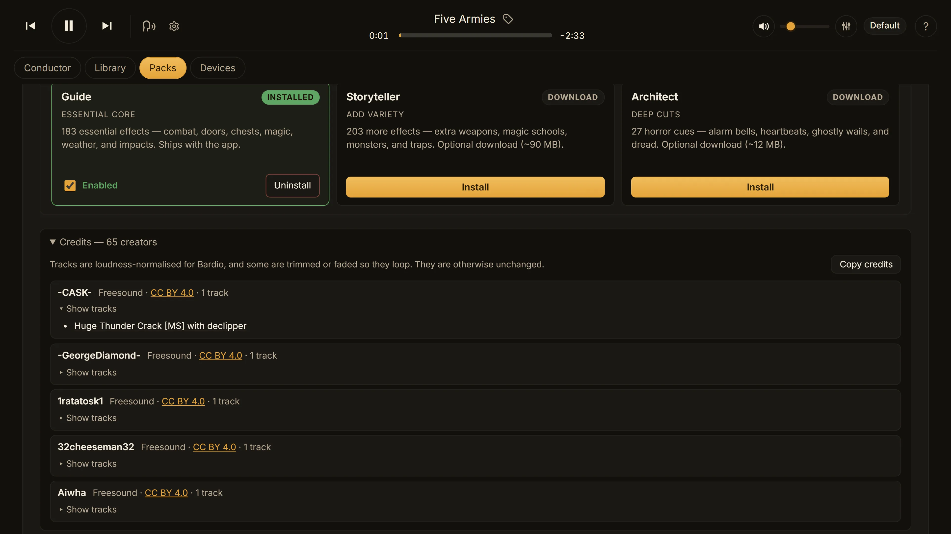 Every track credited, linked.
